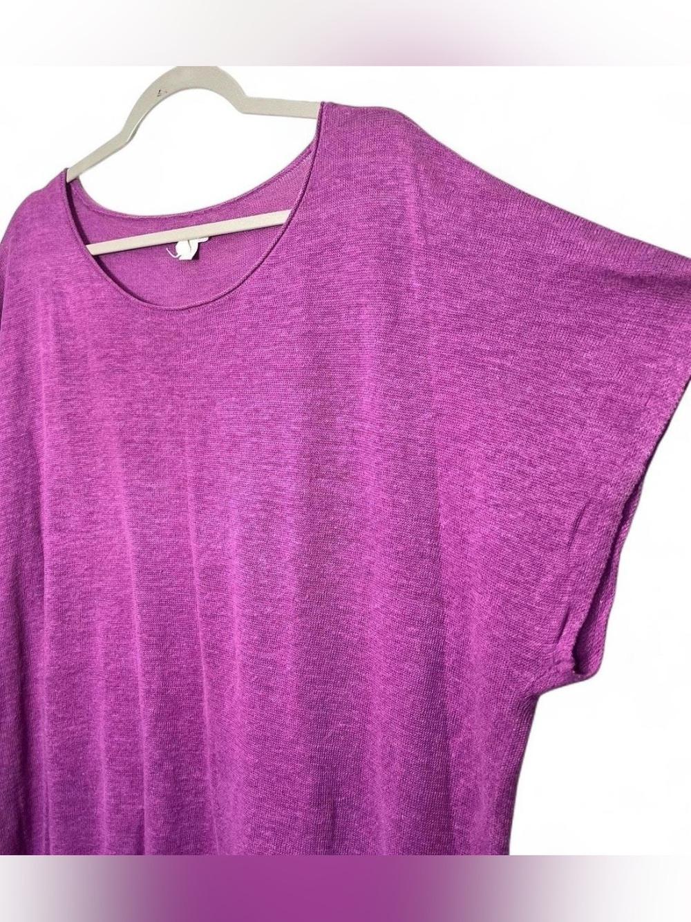 Eileen Fisher Purple Linen Knit Relaxed Short Sleeve Oversized Tunic XL Lagen